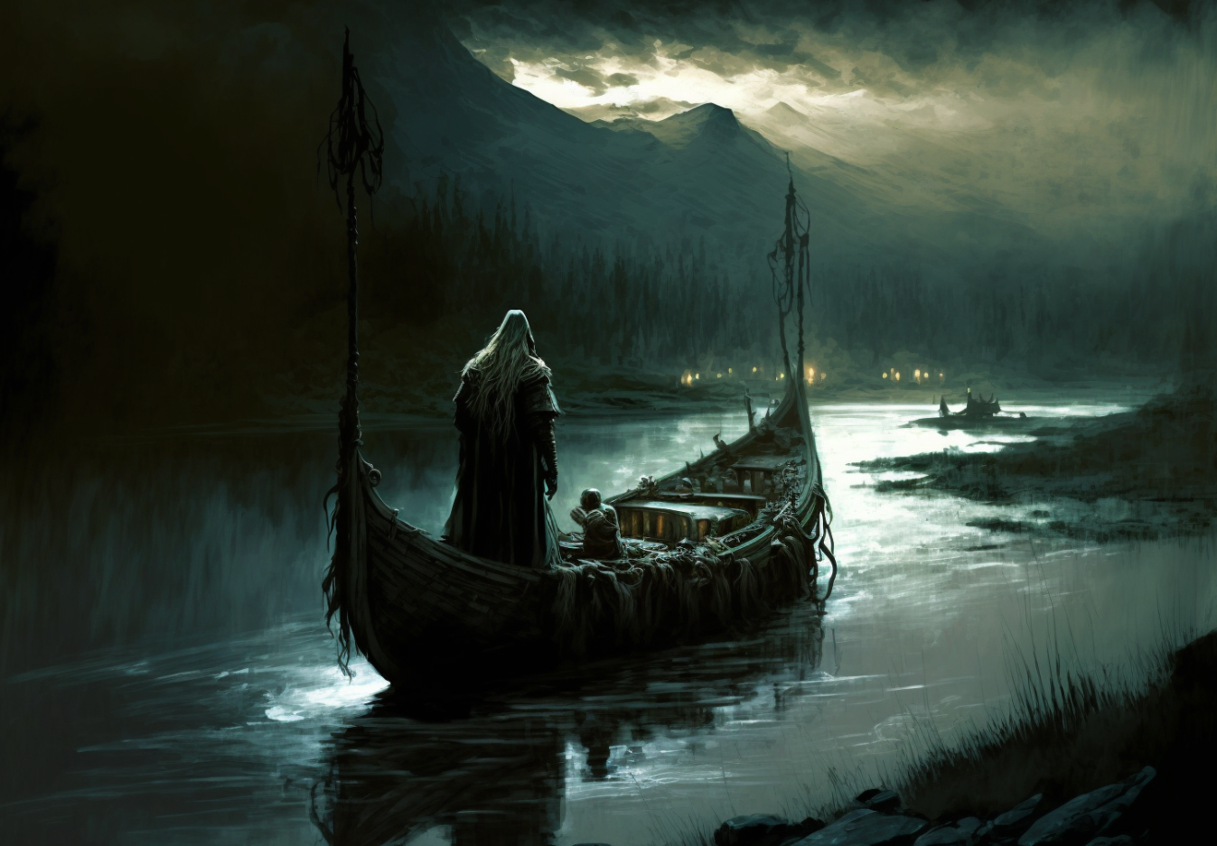 Väinämöinen travels to Tuonela to get spells to boat building